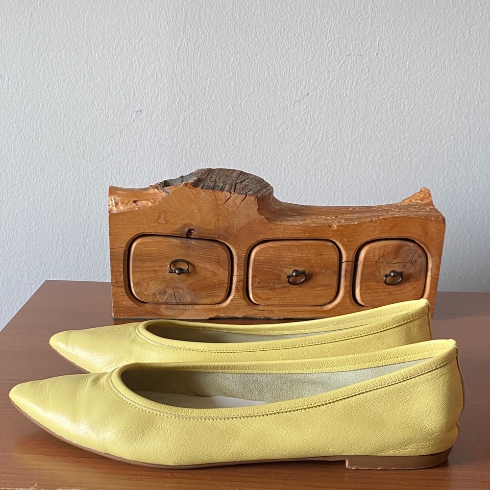 Stefano Gamba Yellow Leather Ballet Flats